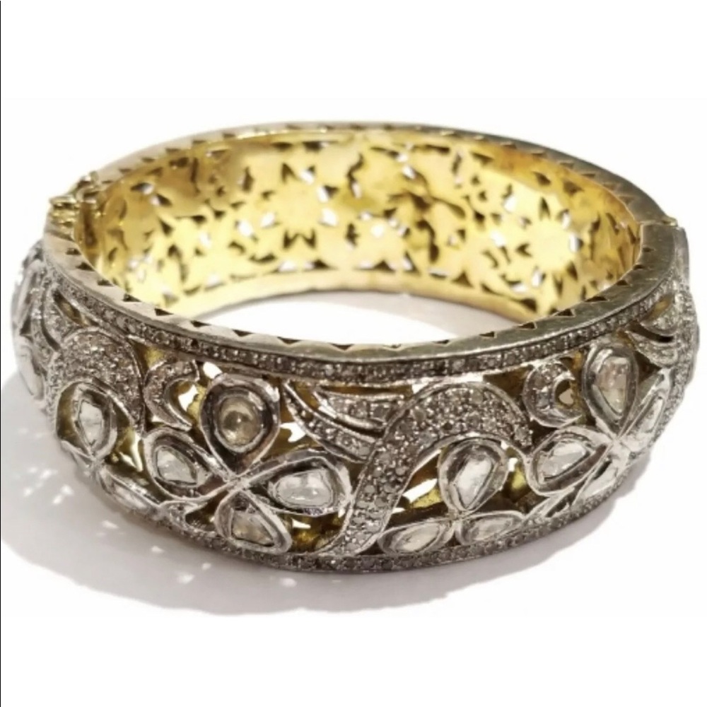 diamonds and sterling with gold plating bangle